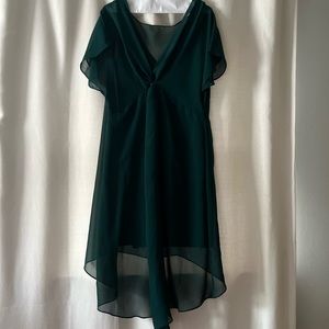 Adrianna Papell Chiffon-Overlay A-Line Forrest Green Dress.